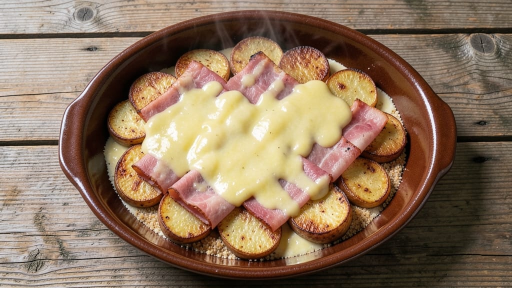 Betty Crocker Au Gratin Potatoes and Ham Recipe: Crispy Cornmeal Crown Over Melty Cheese
