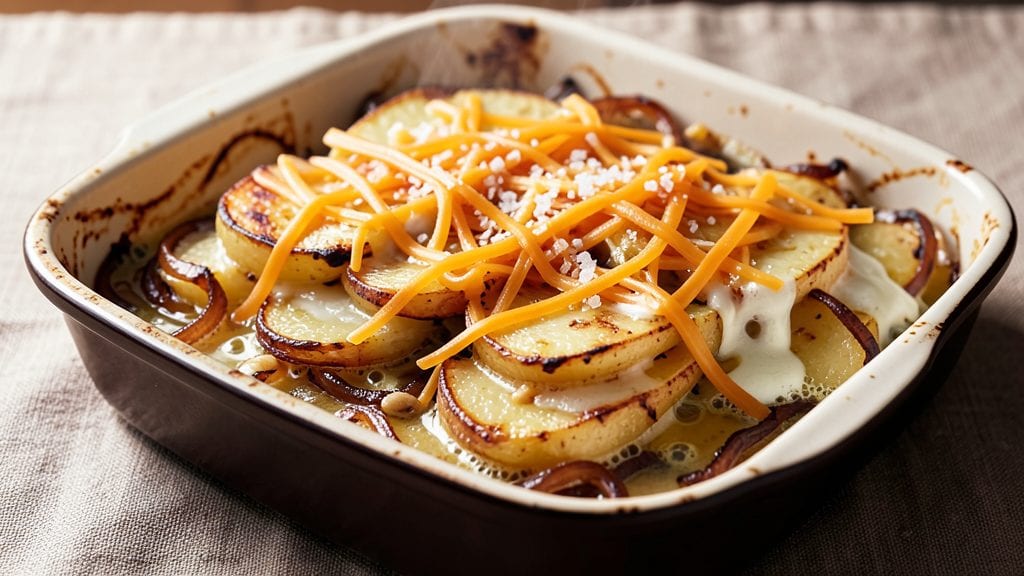 Emeril's Scalloped Potatoes and Onions Recipe: Cheesy Layers With Vinegar-Kissed Crisp