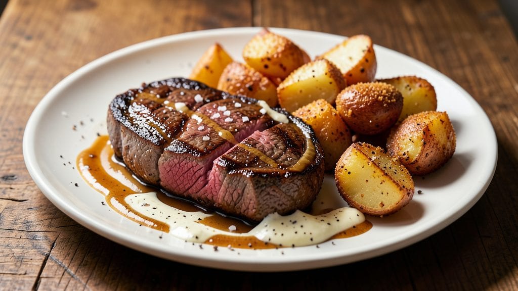 Lawry's Steak and Potatoes Recipe: Crispy Cornmeal Crust with Juicy Pink Centers