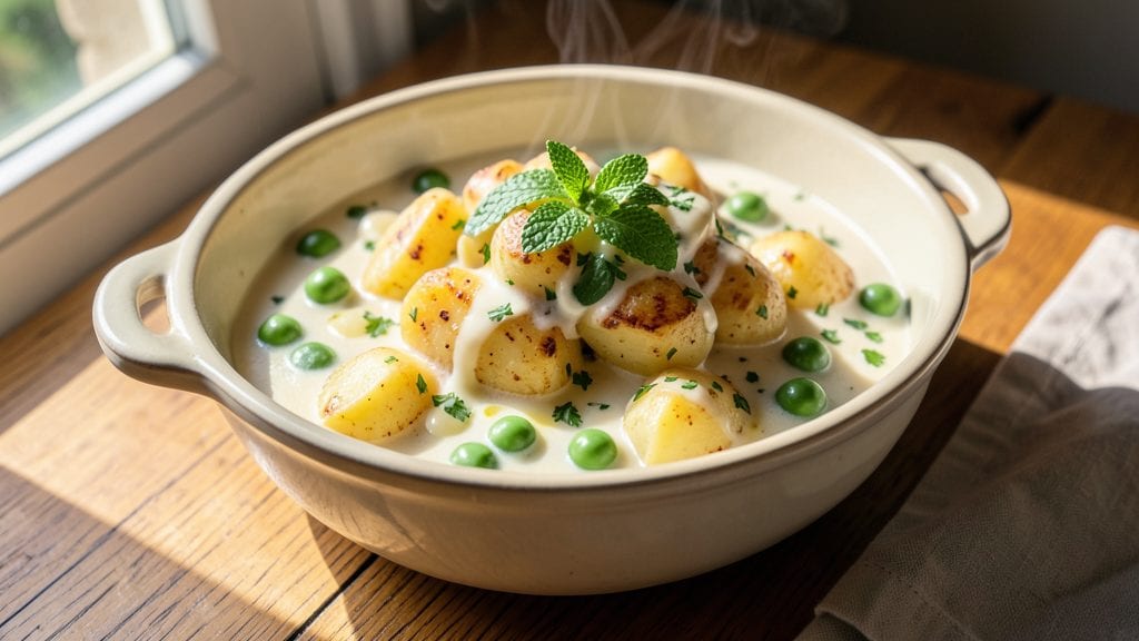 Old Fashioned Creamed Potatoes and Peas Recipe: Buttery Velvety Richness With Minty Freshness