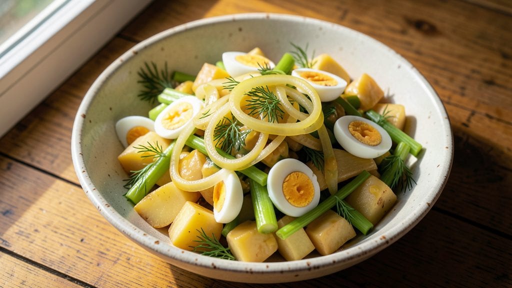 Yoder's Amish Potato Salad Recipe: Crunchy Cornmeal Topping and Creamy Vinegar Zing